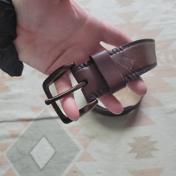 Columbia Double Stitch Brass Buckle Brown Leather Belt Men's 40 - Picture 4 of 8